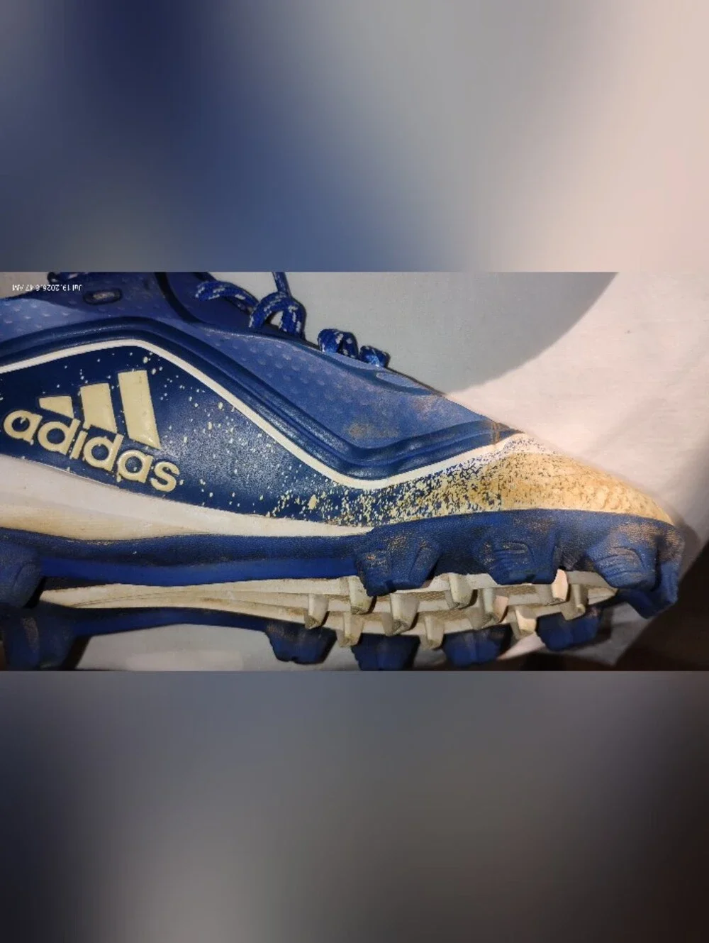 Adidas Blue Lace-Up Athletic Cleats with White Accents - Size 1.5